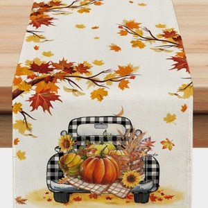 Fall Decor Table Runner Pumpkin Decorations Buffalo Plaid Farmhouse Country Home